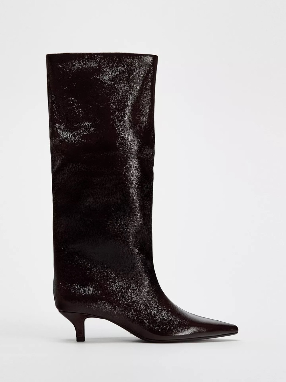 Zara Burgundy Kitten Heel Boots